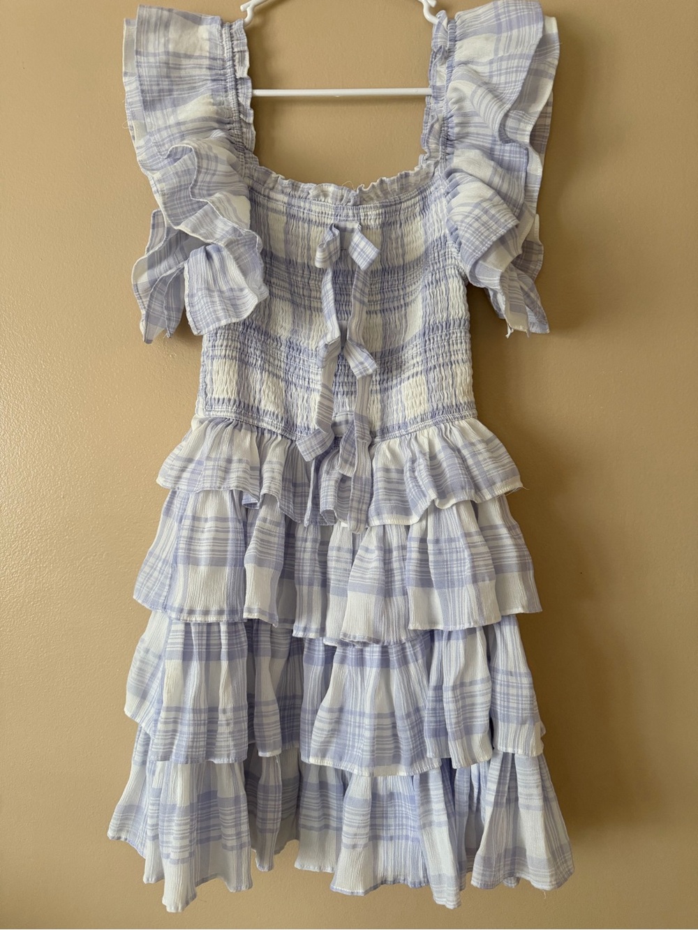 Lavender plaid ruffle dress